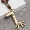 Colares com Pingente Vintage Metal Robô Girafa Colar Punk Trançado Ajustável Gargantilha Couro Homens Mulheres Jóias