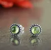 Dangle Earrings Fashion Jewelry S925 Ornaments Wholesale Antique Fashionable Joker Small Olivine Natural Crystal Jewel