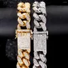 Chaînes Hip Hop 20mm Iced Out Chunky Cubain Link Chaîne Collier Bague Or Argent Rose Or Pour Femmes Hommes Bling Pavé Strass Épais Collier Bijoux