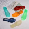 2022 Summer Women Candy Color Transparent Slides Flat Bottom Plus Size Beach Sandals Shoes Ladies Casual One-word Jelly Slippers L230518