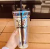 Высококачественная креативная (посуда для питья) кружка Starbucks, стеклянная чашка большой емкости с розовым цветком вишни и соломенной чашкой