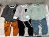 Clothing Sets Baby Autumn Stripe Long Sleeve Pocket Shirts With String Solid Pants Jogger Boys Set