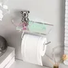 Toilet Paper Holders Ceramic Electroplated Roll Paper Holder Punch Free Light Luxury Roll Paper Tube Household Bathroom Accessory Storage Shelf 230607