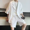 Men's Suits Men Men's Suit Set Summer Trendy Breathable Coat Loose Shorts Two Piece Smart Casual