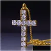 Pendant Necklaces Topbling Cross Pendants Necklace Jewelry 18K Real Gold Plated Stainless Steel Men Women Lover Gift Couple Religiou Dh85A