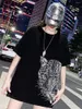 Kvinnors hoodies cool cheetah diamant tryck t shirt vår koreanska kvinnor kawaii lösa outwear toppar hip hop pollover överdimensionerad tshirt