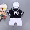 Rompers Born Baby Boys Sailor Costumes krótki rękaw