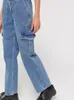 Damen Jeans Kalevest Y2K Cargo Blau Vintage Casual Damen Hosen Ästhetische Denim Low Rise Rave Outfits Retro Taschen Kleidung