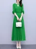 Casual Dresses Chiffon Pink Midi Dress Spring Autumn Women Clothing Luxury Beach Long Sleeve 2023 Purple Elegant Chic Green Prom