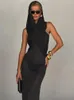 Casual Dresses BOOFEENAA Resort Hooded Backless Maxi Dress Elegant Sexy Evening Party Outfits Cross Halter Long For Women 2023 C87-CE20