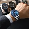 Armbandsur Poedagar Steel Strap Sport Watches Men Top Stop Watch Lysande herrkvart Datum Business Man Clock Gift