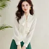Women's Blouses Purple Color Lace Up Bow Women Blouse Shirt Full Sleeves Office Work White Tops Lady Clothes Size XXL XL