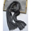 Foulards femmes hiver couleur unie lavé coton lin écharpe Super longue femme mode cou chaud Bufandas Foulard