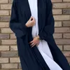 Abiti casual Shinning Stripe Satin Muslim Islam Women's Robe Dubai Turkey Style Arab Kaftan Open Abaya
