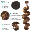 Hårbulkar 5x5 Stängning med buntar Markera buntar med stängning Transparent P427 Ombre Honey Blonde Body Wave Bunds med stängning 230607