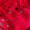 Robes décontractées piste printemps rouge soluble dans l'eau dentelle Mini robe de luxe Vintage femmes col en V crochet fleur broderie évider fête ceinture