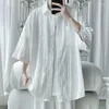 Chemises décontractées pour hommes été chemise à manches courtes hommes mode surdimensionné évidé lâche noir blanc glace soie hommes grande taille M-5XL