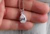 Colares com Pingente Uilz Fahsion Gota de Água Zircônia Para Mulheres Branco Cystal Simples E Elegante Casamento Feminino Pedra Aniversária Jewerly