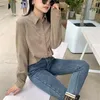 Kvinnors blusar 2023 Spring Women Full Hylsa tjock varm ullskjorta Solid jacka Vinter Löst toppar Stylish Girl Casual Blus Coat Outwear