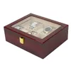 Uhrenboxen Hüllen 23561012 Slots Uhrenbox Organizer Klavier mit Backfarbe Holzschmuck Aufbewahrungsbox Herren Glasplatte Uhren Display Boxen 230607