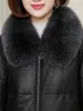 Women's Leather 2023 Sheepskin Women's Jacket Fur Collar Coats And Jackets Women 90% White Duck Down Female Cuero Ge