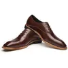 Calssic Mens Leather Leather Brown Lace Up Oxfords Shoes for Wedding