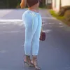 Kadınlar Kot Moda Bandage Pantolon Kadın Yüksek Bel Mavi Denim Kalem Leydi Stretch Slim Street Giyim Dantel Yukarı Pantolon