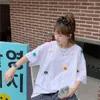 TシャツDayifunショートスリーブTシャツ女性用ソリッド甘い3D花刺繍大型Tシャツ韓国バージョン