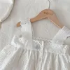 Kleding Sets Meisjes Outfit Zomer Kinderkleding Lace Edge Pure White Baby Meisje Casual SuspenderDenim Rok Childrens 230607