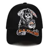 Casquettes de baseball SAMCRO Casquette de baseball SOA Sons of Anarchy Crâne Broderie Casual Snapback Chapeau Mode Haute Qualité Racing Moto Sport chapeaux J230608