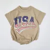 Rompertjes Baby Jongens American Gedrukt T-shirt Jumpsuit born Baby Korte mouw Trui Onesie Peuter Meisjes Jumpsuit 0-24M Jumpsuit Zomer 2023