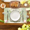 Esteiras de mesa folhas de eucalipto vaso de margarida jogos americanos para jantar acessórios de cozinha decoração de férias de páscoa verão lavável