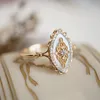 Wedding Rings LAMOON Vintage Ring For Women Natural Shell Luxury 925 Sterling Silver Gold Plated Fine Jewelry Retro Court Bijou 230608