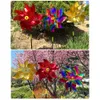 Tuindecoraties 13 stks 78 Bladeren Vogelverjager Windmolen Spinner DIY Vogels Afschrikkende Zilveren Pinwheels voor Outdoor Gazon Yard Decoratie 230608