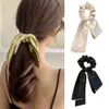 Other Satin Bowknot Elastic Hair Bands For Women Girls Pearl Solid Color Scrunchies French Ties Accessories Ponytail Holder R230608