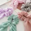 Outros Laço de Chiffon de Camada Dupla Flâmulas Longas Scrunchies Laços de Cabelo Acessórios Para Meninas Femininas Faixas Elásticas Suporte para Rabo de Cavalo R230608