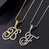 Chaînes A-Z lettres cursives initiales pendentif collier pour femmes or argent couleur brillant strass métal chaîne bijoux cadeau