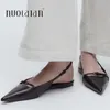 2023 nouvelles femmes noir appartements Slingbacks Sexy été mode bout pointu sandales élégant bureau dame chaussures plates décontracté plat diapositives