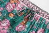 Skirts BOHO INSPIRED Long for Women Boho Aline Full Skirt Floral Print elastic waist Maxi skirt Summer green woman skirts 230607