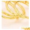 Bangle Dubai Fine Gold Yellow Solid GF Bransoletka Africa Biżuteria Prezent 1PC lub 4 szt. Elastyczność Otwarta pushandpl hurtowa upuszczenie dhtvd