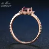 Trouwringen LAMOON 925 Sterling Zilveren Ring Granaat Edelstenen Voor Vrouwen 18K Rose Vergulde Band Fijne Sieraden LMRI024 230608