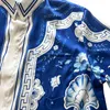 The latest designer shirt high-quality exquisite print design fashion loose Blue Men's holiday shirt