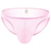 Cuecas masculinas calças sensuais cintura baixa perspectiva refrescante listras transparentes roupas íntimas juvenis brancas cuecas personalizadas com levantamento de quadril 639