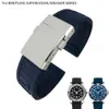 22mm Rubber Siliconen Horloge Band Voor Breitling Avenger Serie Zwart Blauw Geel Waterdicht Duiken Band Roestvrij Stalen Gesp men214p