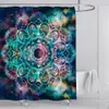 Tende da doccia Set di tende da doccia in tessuto a fiori mandala con ganci Impermeabile indiano bohemien verde blu chic bagno tenda da bagno decorazioni per la casa 230607