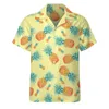 Chemises décontractées pour hommes chemise à motif d'ananas fruits tropicaux plage lâche hawaïen élégant Blouses à manches courtes graphique vêtements surdimensionnés