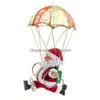 Christmas Decorations Electric Santa Claus Toy Hanging Rotation Parachute Turn Musical Pendant Gift For Child Party Supplies Bc Drop Dh2Nx