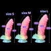 Nya lysande dildos färgglada glödande enorma draken penis anal rumpa plugg mjuk dildo med sugkopp sexleksaker för kvinnor vuxna leksaker l230518