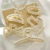 Dangle żyrandol Koreańska imitacja Pearl Hair Claws for Women Geometryczne włosy Klip Duże połów spinacz klip z tyłu głowica włosy