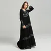 Robes décontractées DALMAZZO vent National noir taille haute ample longues femmes broderie bohème laçage coton et lin robe 2023